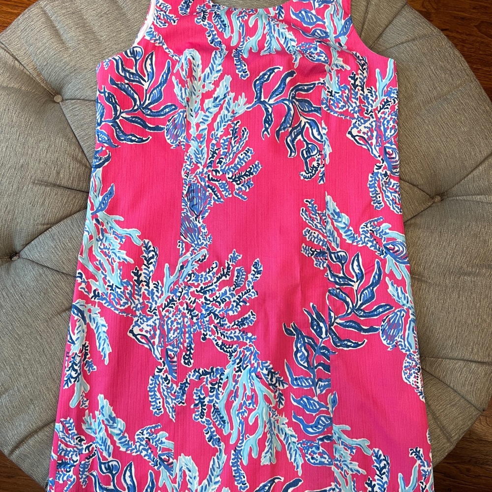 Lilly Pulitzer Pink Blue Coral-Print Sleeveless Dress